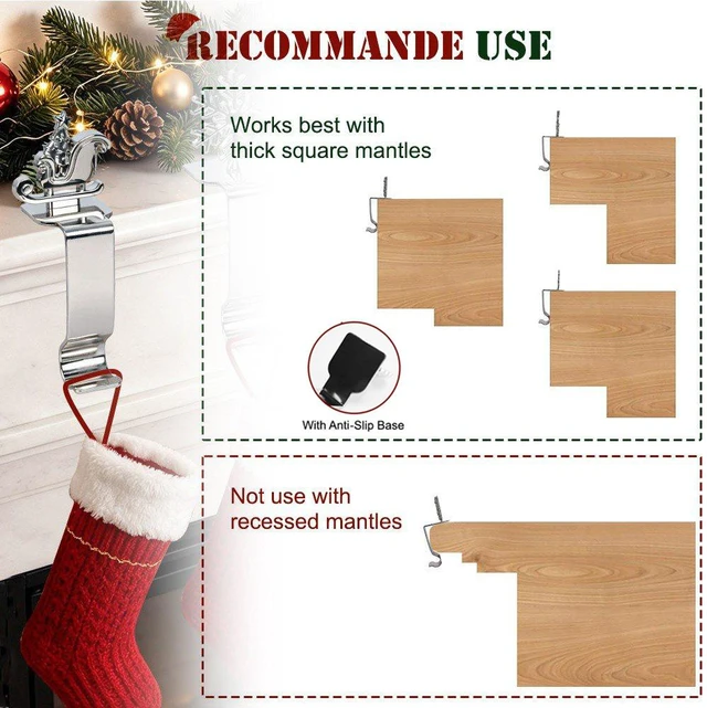 Alt view image 5 of 6 - Christmas Stocking Holders for Mantel, 4pcs Weighted Alloy Stocking Hook Set for Fireplace, Non-Skid Christmas Ornament