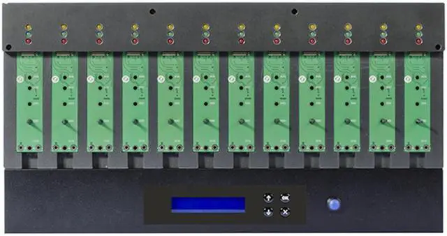 Alt view image 5 of 7 - Systor 1 to 11 SATA & M.2 NVMe Duplicator - 12GB/Min - Standalone Copier & Eraser/Sanitizer for Multiple PCIe M2 Drives (SYSNVME-M2211)