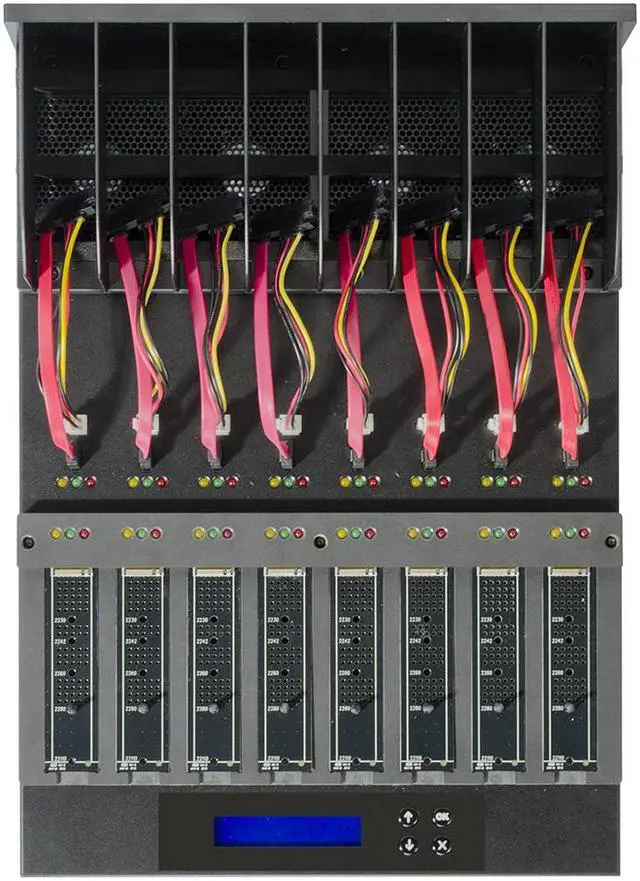 Alt view image 4 of 6 - Systor 1 to 7 SATA & M.2 NVMe Duplicator - 18GB/Min - Standalone Copier & Eraser/Sanitizer for Multiple PCIe M2, 2.5/3.5 Inch HDD Hard Disk & SSD Solid State Drives (SYSNVME-XW307)