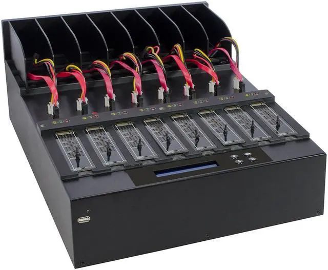 Alt view image 5 of 6 - Systor 1 to 7 SATA & M.2 NVMe Duplicator - 18GB/Min - Standalone Copier & Eraser/Sanitizer for Multiple PCIe M2, 2.5/3.5 Inch HDD Hard Disk & SSD Solid State Drives (SYSNVME-XW307)