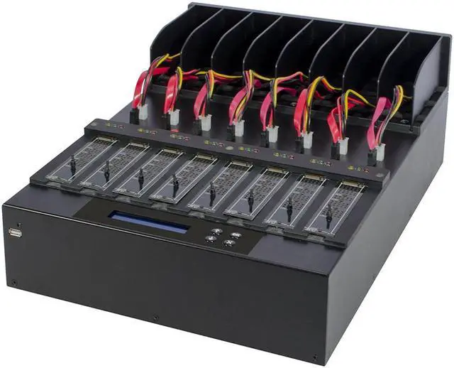 Alt view image 6 of 6 - Systor 1 to 7 SATA & M.2 NVMe Duplicator - 18GB/Min - Standalone Copier & Eraser/Sanitizer for Multiple PCIe M2, 2.5/3.5 Inch HDD Hard Disk & SSD Solid State Drives (SYSNVME-XW307)