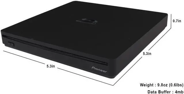 Alt view image 5 of 6 - Pioneer BDR-XS07UHD Portable 6X Ultra HD 4K Blu-ray Burner External Drive Bundle with Cyberlink Software Download Installation Code, 100GB M-DISC BDXL and USB Cable - Burns CD DVD BD DL BDXL Discs