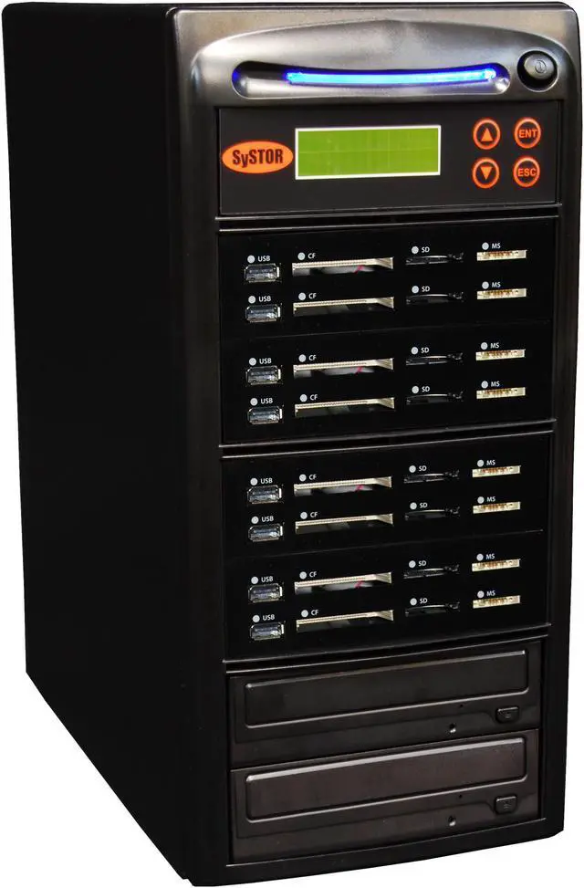 Main image of Systor 1 to 7 Blu-ray BDXL All-in-One Combo - Flash Media Card (USB/SD/CF/MS) + Single CD/DVD/BD Disc Duplicator - SYS-USBSDCF-BD-07