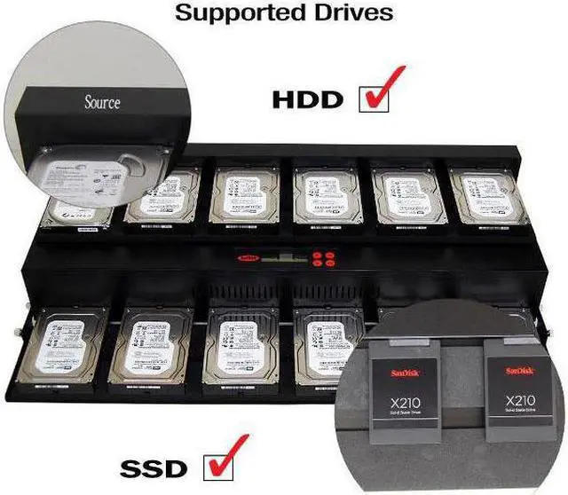 Alt view image 5 of 5 - Systor 1:11 Flatbed SATA Hard Drive Duplicator & Sanitizer - 36GB/Min - Copy & Erase 2.5 SDD Solid State & 3.5 HDD Disks 600MB/Sec (SYS11-SSD-SATA3)