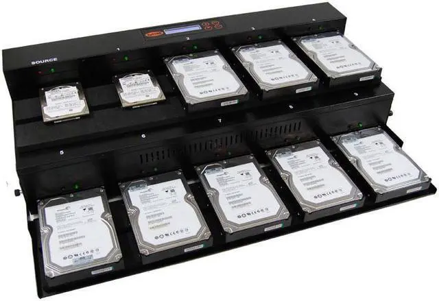 Main image of Systor 1:9 Flatbed SATA Hard Drive Duplicator & Sanitizer - 18GB/Min - Copy & Erase 2.5 SDD Solid State & 3.5 HDD Disks 300MB/Sec (SYS09-SSD-SATA2)