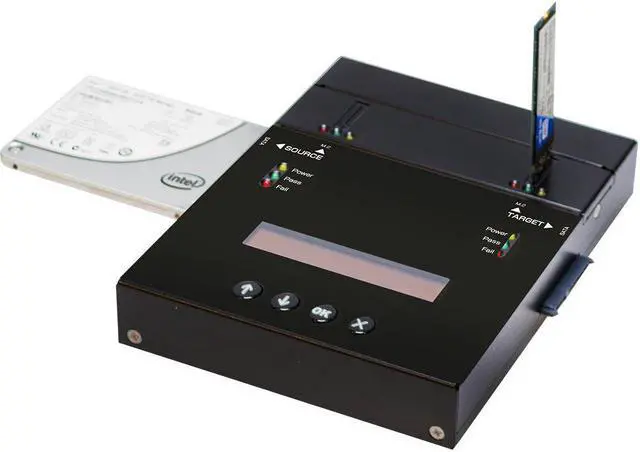 Alt view image 6 of 7 - Systor 1 to 1 SATA & M.2 NVMe Duplicator - 24GB/Min - Portable Standalone Copier & Eraser/Sanitizer for Multiple PCIe M2, 2.5/3.5 Inch HDD Hard Disk & SSD Solid State Drives (SYSNVME-SF401)