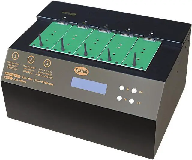 Alt view image 7 of 7 - Systor 1 to 4 M.2 NVMe/SATA Duplicator - 36GB/Min - Standalone Copier & Eraser/Sanitizer for Multiple PCIe M2 Drives (SYSNVME-YL06REG04)