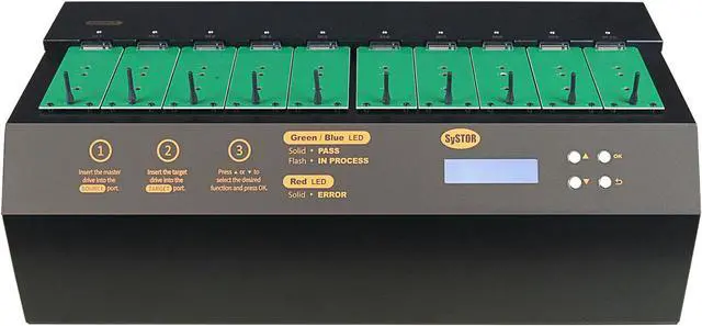 Main image of Systor 1 to 9 M.2 NVMe/SATA Duplicator - 36GB/Min - Standalone Copier & Eraser/Sanitizer for Multiple PCIe M2 Drives (SYSNVME-YL06REG09)