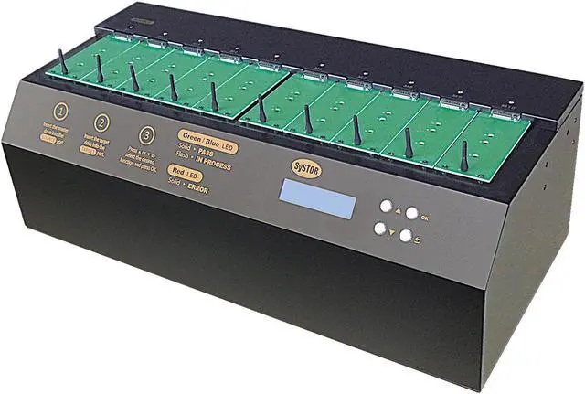 Alt view image 7 of 7 - Systor 1 to 9 M.2 NVMe/SATA Duplicator - 36GB/Min - Standalone Copier & Eraser/Sanitizer for Multiple PCIe M2 Drives (SYSNVME-YL06REG09)