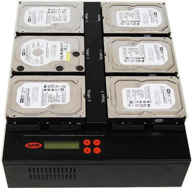 Main image of Systor 1:5 Flatbed SATA Hard Drive Duplicator & Sanitizer - 9GB/Min - Copy & Erase 2.5 SDD Solid State & 3.5 HDD Disks 150MB/Sec (SYS405HDD)