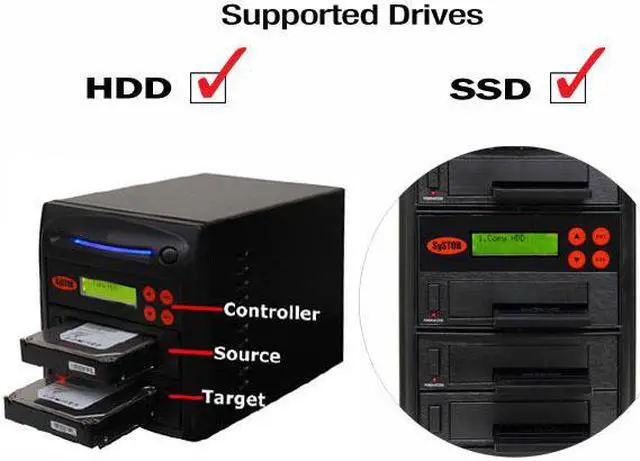 Alt view image 4 of 7 - Systor 1:1 SATA Hard Drive Duplicator & Sanitizer - 5.4GB/Min - Copy & Erase 2.5 SDD Solid State & 3.5 HDD Disks (SYS101HS-DP) - 90MB/Sec, Dual Port Hot Swap