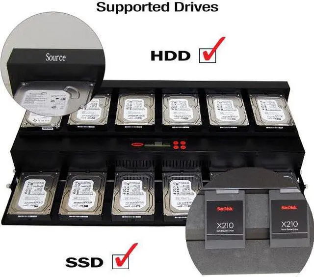 Alt view image 4 of 5 - Systor 1:11 Flatbed SATA Hard Drive Duplicator & Sanitizer - 9GB/Min - Copy & Erase 2.5 SDD Solid State & 3.5 HDD Disks 150MB/Sec (SYS11HDD)