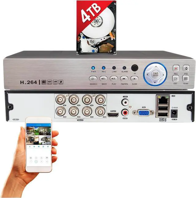 Main image of Evertech 8 channel DVR with 4TB Hard Drive H.265 High-Definition Hybrid TVI AHD CVI Analog Home Office Standalone CCTV Security Digital Video Recorder w/4TB HDD Installed and Pre-Configured