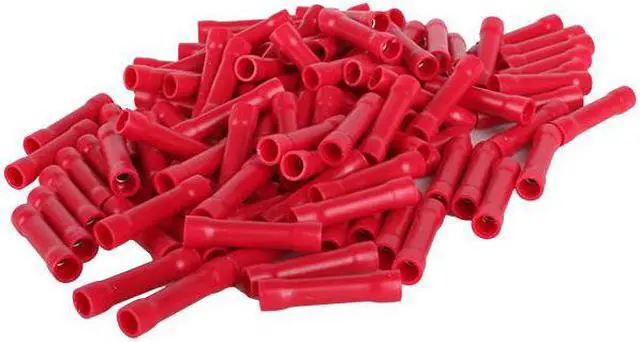Main image of 100x Butt Joiners Splice Connector Insulated Crimp Cold-pressed Terminals Red
