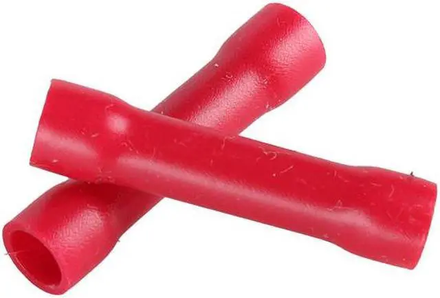 Alt view image 3 of 3 - 100x Butt Joiners Splice Connector Insulated Crimp Cold-pressed Terminals Red