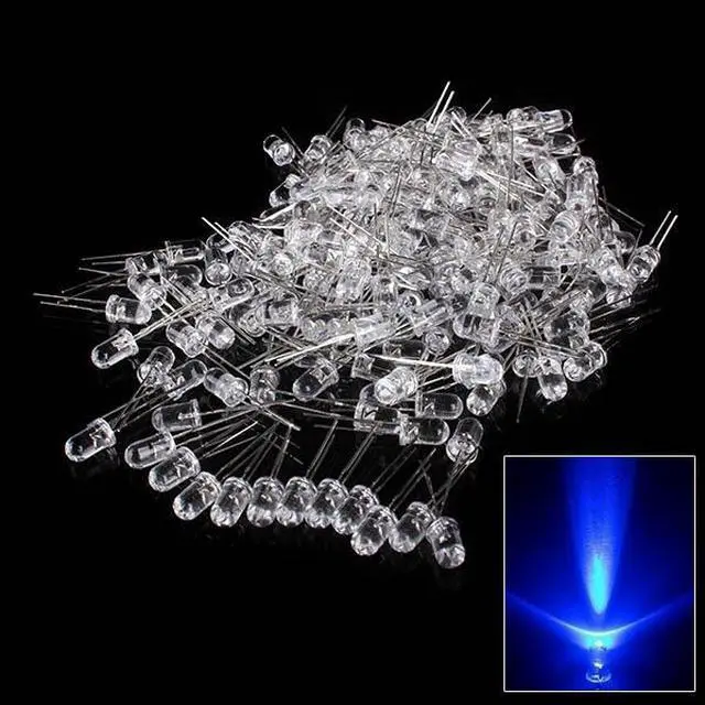 Main image of 200Pcs 5mm Blue Round Emitting Diode LED Light Lamp 3.0-3.2V