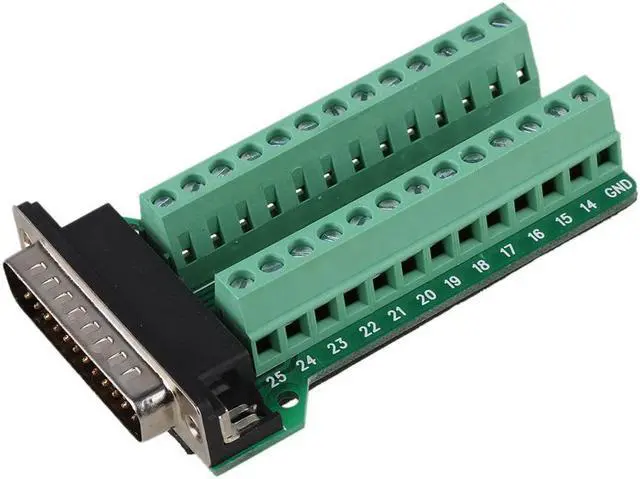 Main image of DB25-G2-00 Male 25Pin Port Breakout PCB Board Terminal Connectors Riveting Teeth