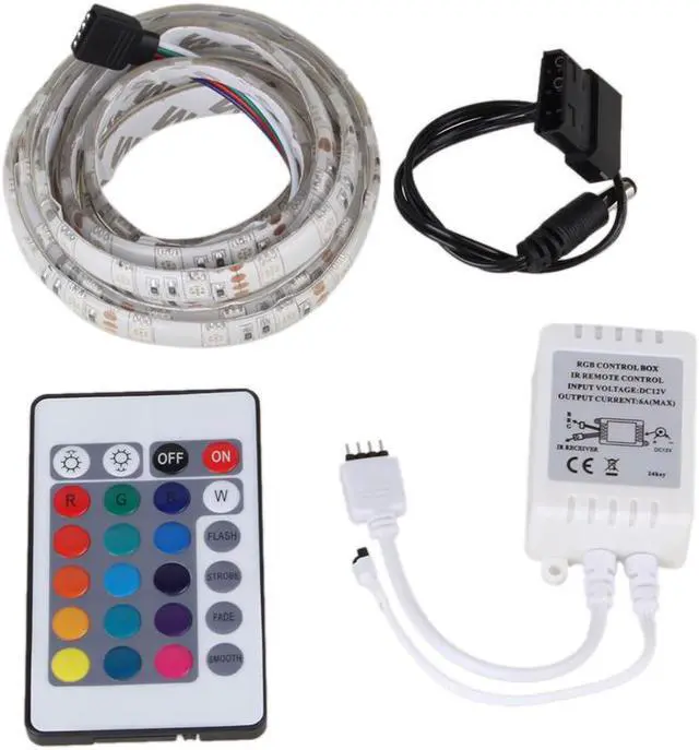 Main image of Full Color 5050 RGB LED Light Strip Computer Case 64 Light 24 Key Remote Control