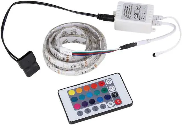 Alt view image 2 of 6 - 5050 RGB Multicolor LED Light Strip 24 Key Remote Control Power Supply 90 Light