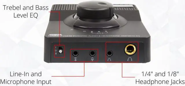Alt view image 5 of 10 - SYBA Black SD-DAC63116 USB 2.0 DAC 24bit 96KHz Plus Stereo Headphone Amplifier