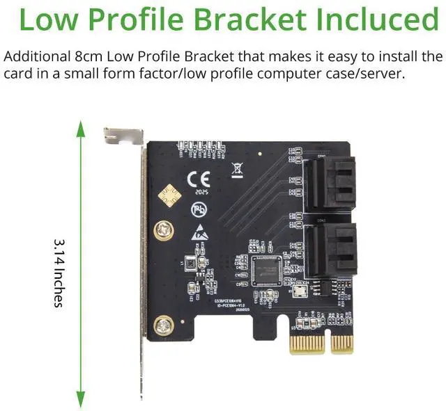 Alt view image 4 of 20 - 4 Port SATA III PCI-e 3.0 x1 Card Non-Raid with Low Profile Bracket