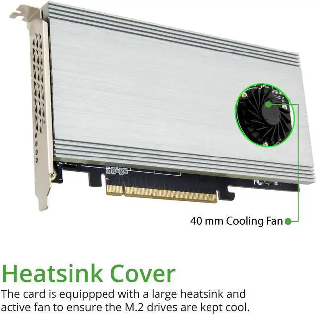 Alt view image 2 of 9 - QUAD M.2 NVMe Ports to PCIe 3.0 x16 Interface ( x8 Bandwidth) Bifurcation Riser Controller
