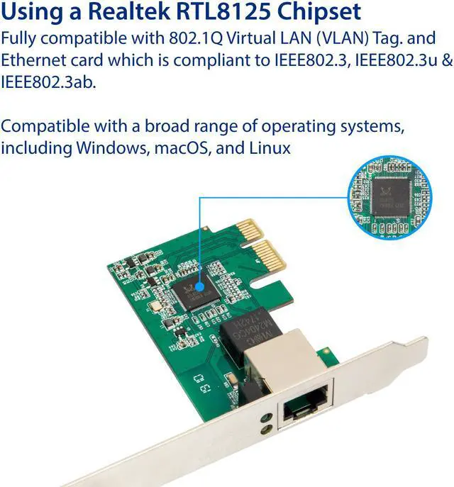 Alt view image 4 of 13 - Syba 2.5 Gigabit Ethernet PCI Express PCI-E Network Controller Card 10/100/1000/25000 Mbps RJ45 LAN Adapter Converter for Desktop PC