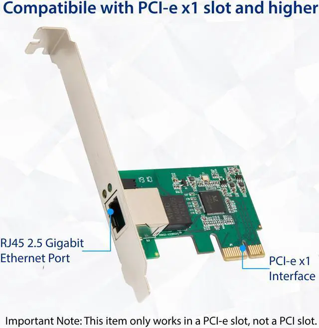 Alt view image 3 of 13 - Syba 2.5 Gigabit Ethernet PCI Express PCI-E Network Controller Card 10/100/1000/25000 Mbps RJ45 LAN Adapter Converter for Desktop PC