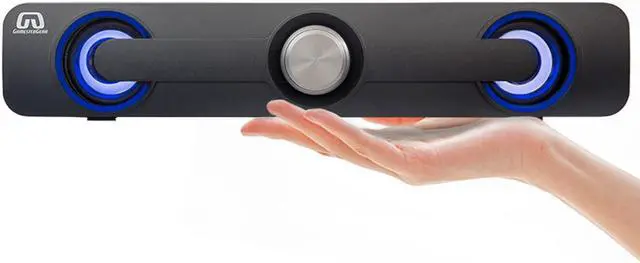 Alt view image 5 of 15 - Desktop Compact USB Powered Wired Multimedia Mini Stereo Sound Bar 3.5mm Audio Jack Blue LED 2.5 Watts