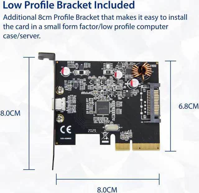 Alt view image 3 of 10 - Single Port USB-C 3.2 Gen 2x2 PCI-e Gen 3 x4 Expansion Card