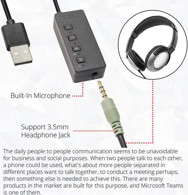 Alt view image 2 of 8 - USB Headphone Digital Adapter for Microsoft Teams and Lync