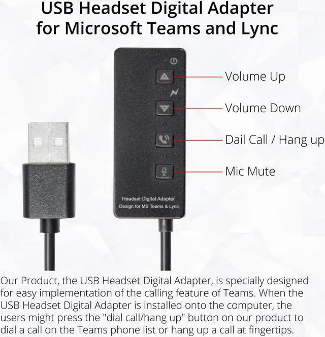 Alt view image 4 of 8 - USB Headphone Digital Adapter for Microsoft Teams and Lync