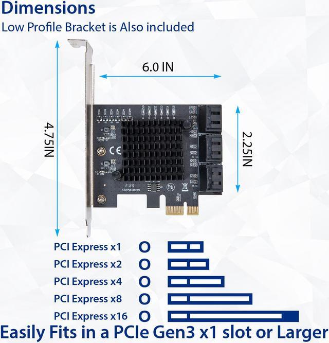 Alt view image 4 of 17 - 6 Port SATA III to PCIe 3.0 x1 NON-RAID Expansion Card