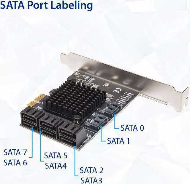 Alt view image 6 of 12 - 8 Port SATA III to PCIe 3.0 x1 NON-RAID Expansion Card