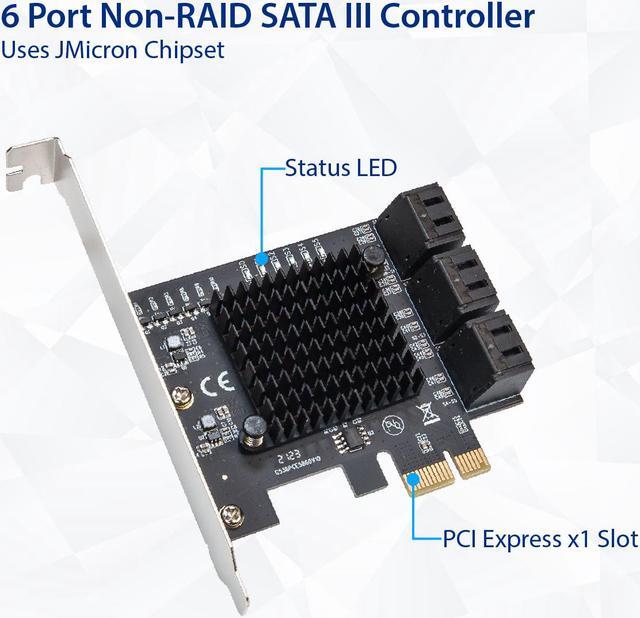 Alt view image 5 of 17 - 6 Port SATA III to PCIe 3.0 x1 NON-RAID Expansion Card
