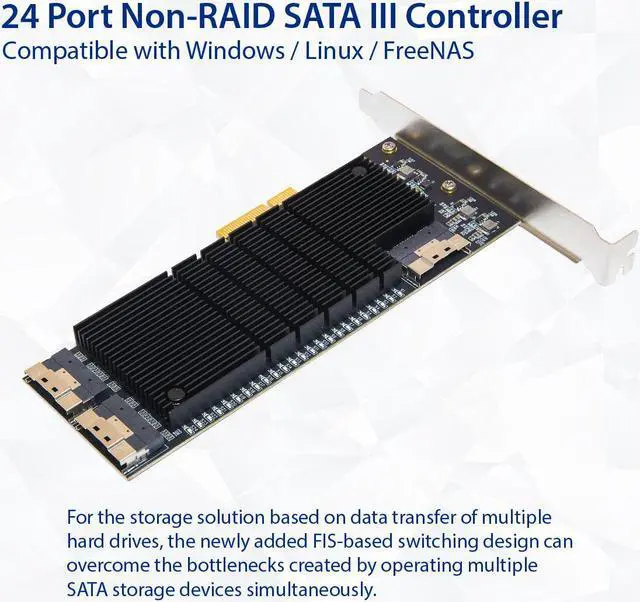 Alt view image 3 of 9 - 24 Port SATA III to PCIe 3.0 x4 NON-RAID Expansion Card
