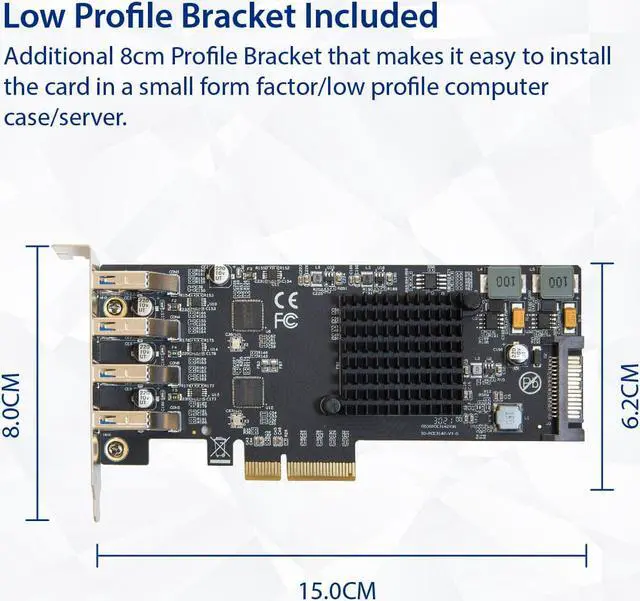 Alt view image 5 of 5 - USB 3.2 Gen 2 10 Gbps 4 Port Type-A 40 Gbps Total PCI-e 3.0 x4 Expansion Card