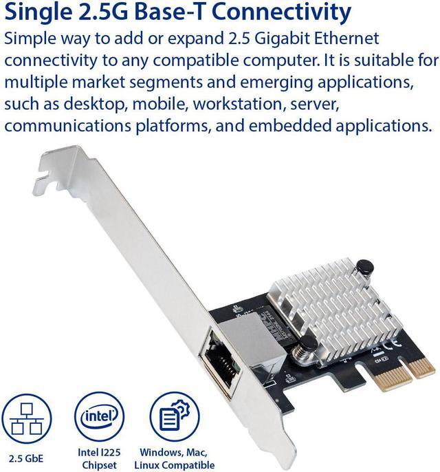 Alt view image 2 of 12 - Single Port 2.5 Gigabit Ethernet PCI-e x1 Controller Card NIC Intel I225 Chipset