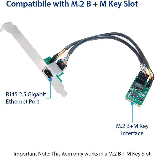 Alt view image 6 of 13 - Single Port 2.5 Gigabit M.2 M+B key Ethernet Card NIC Intel I225 Chipset
