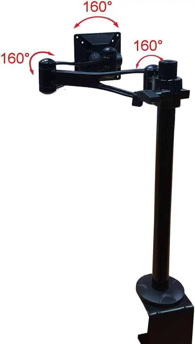 Alt view image 5 of 7 - Premium Aluminum Single Monitor Stand, Swivel VESA Mount with C Clamp for Computer Screens SY-MST66002