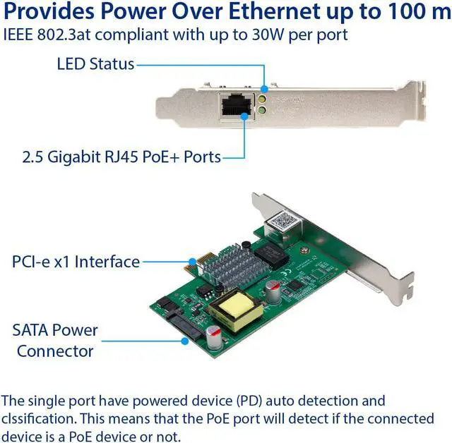 Alt view image 3 of 4 - 2.5 Gigabit POE+ PCI-e x1 Ethernet Network Card