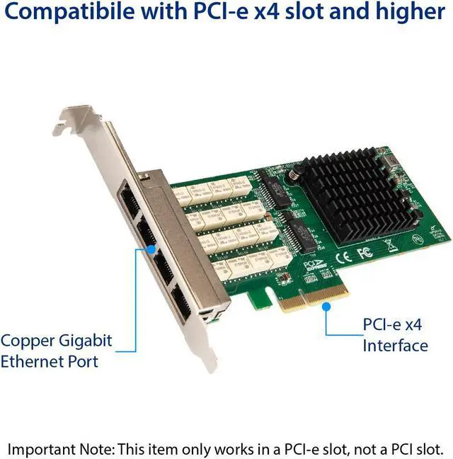 Alt view image 5 of 5 - Quad Port Copper Gigabit Ethernet PCI-e x4 Bypass Server Adapter Intel i350-am2 Based