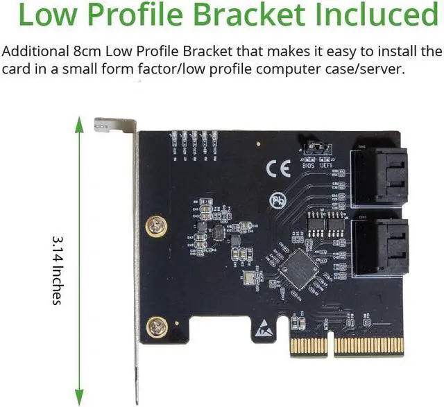 Alt view image 5 of 7 - 4 Port SATA III To PCI-e x2 RAID Expansion Card Marvell Chipset