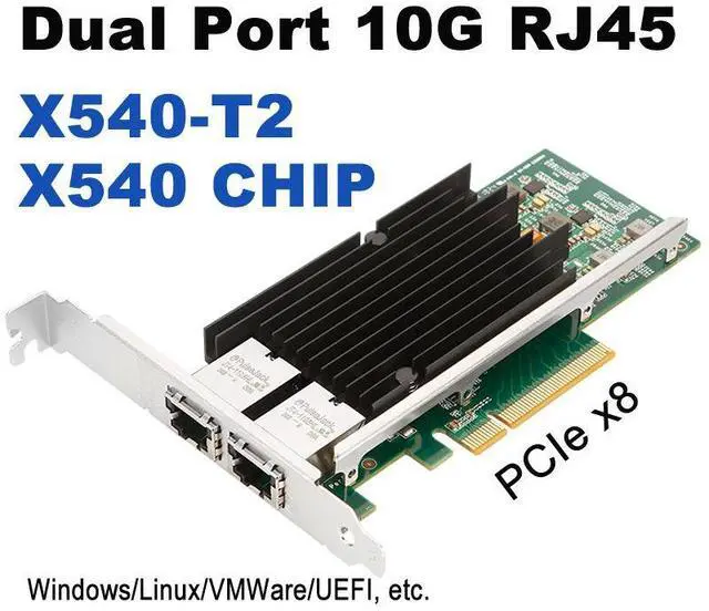 Main image of Dual Port 10 Gigabit Ethernet PCI-e x8 Network Card Intel X540 Chipset
