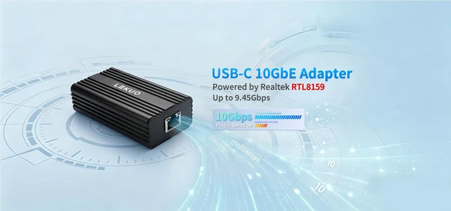 Alt view image 4 of 4 - USB 3.2 Gen 2 Type-C 10G Ethernet Adapter, For High-Speed Network Connections, RJ45 port supports 10Gb/s, 5Gb/s, 2.5Gb/s, 1Gb/s and 100Mb/s Base-T