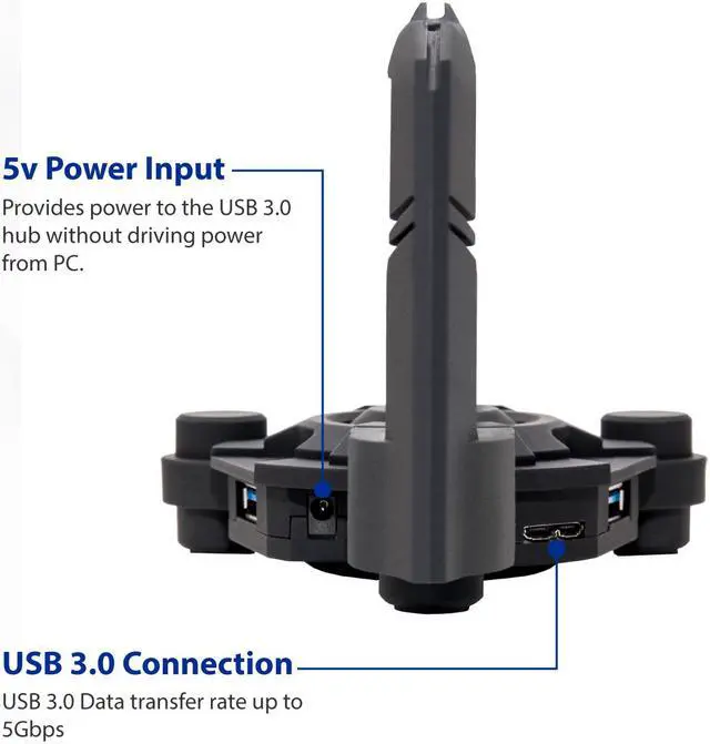 Alt view image 3 of 20 - NARFI Gaming Mouse Bungee and USB 3.0 Hub AC 5v Power Adapter is Included - CL-HUB53003