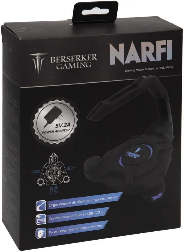 Alt view image 6 of 20 - NARFI Gaming Mouse Bungee and USB 3.0 Hub AC 5v Power Adapter is Included - CL-HUB53003
