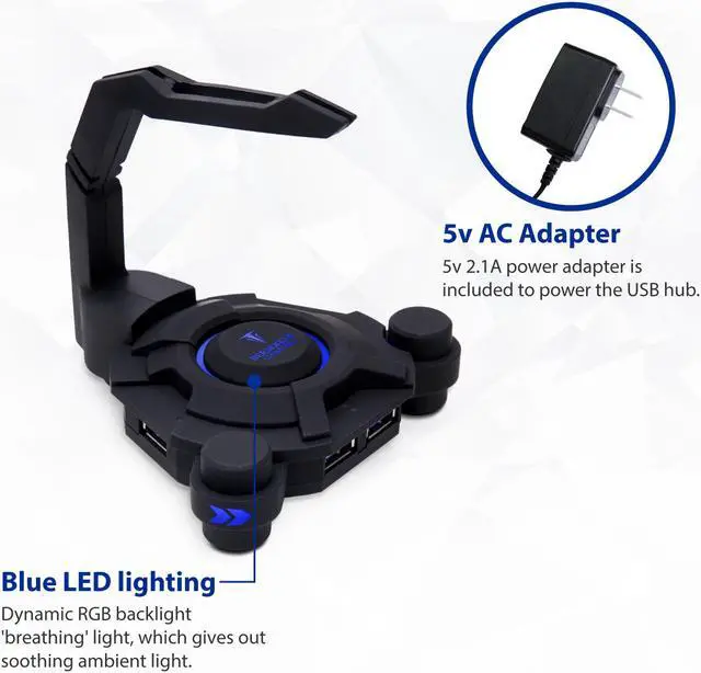 Alt view image 7 of 20 - NARFI Gaming Mouse Bungee and USB 3.0 Hub AC 5v Power Adapter is Included - CL-HUB53003