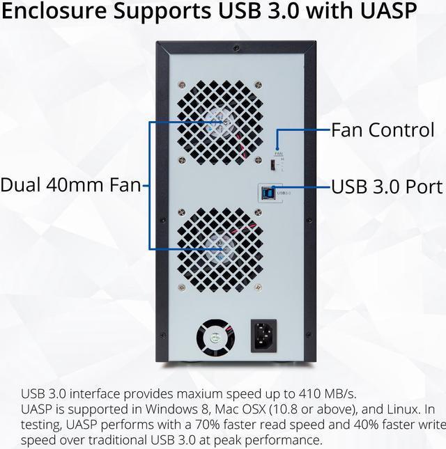 Alt view image 4 of 11 - Syba SY-ENC50119 8 Bay 2.5" and 3.5" SATA Hard Drive External USB 3.0 Hard Drive Enclosure