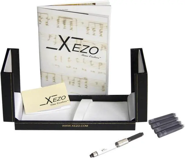 Alt view image 6 of 6 - Xezo Maestro Fountain Pen, Fine Nib. Iridescent Oceanic Origin White Mother of Pearl and Paua Sea Shell. 18 Karat Gold and Pure Platinum Plating. No Two Alike - OEM